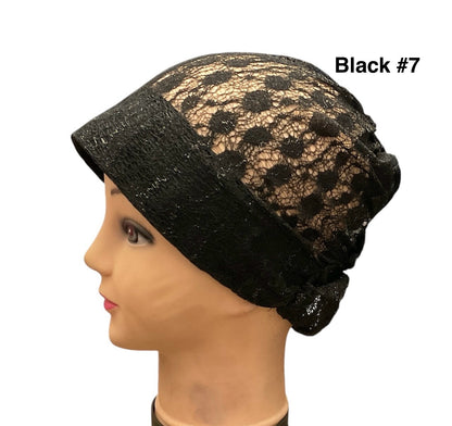 Lace Turban Padded Under Scarf Cap / Full Bonnet cover , Hard Front Style made in Kuwait
