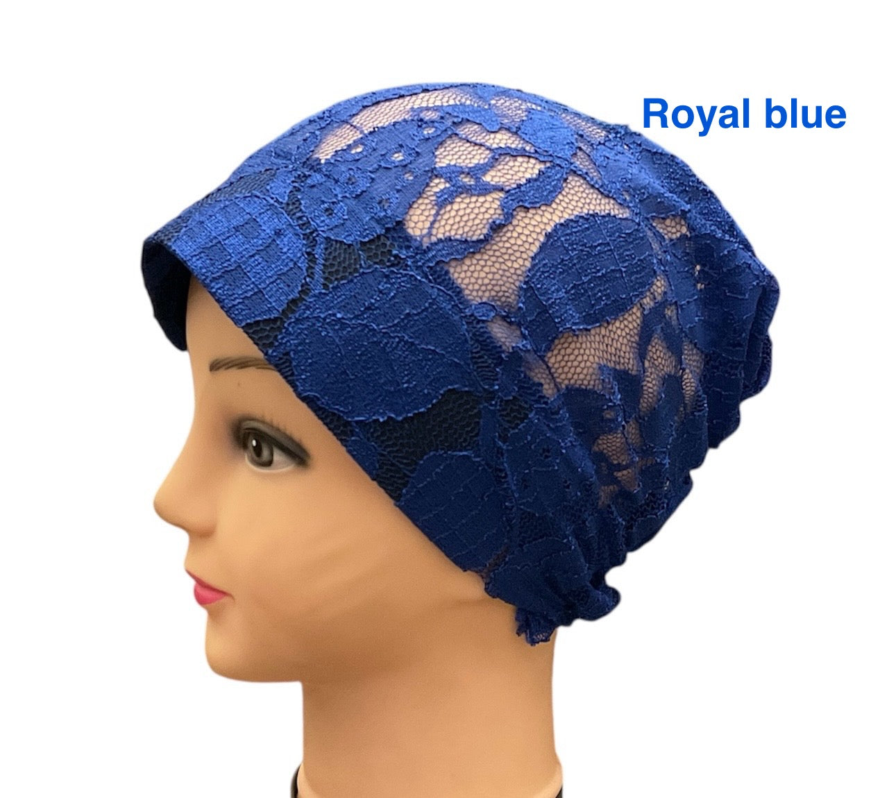 Lace Turban Padded Under Scarf Cap / Full Bonnet cover , Hard Front Style made in Kuwait