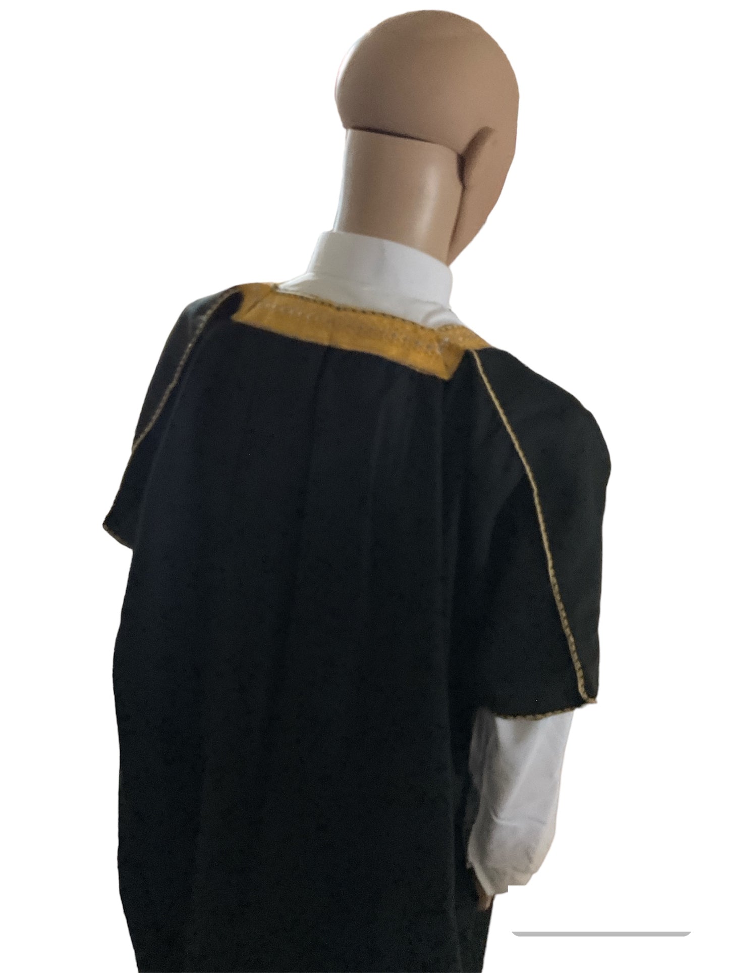 Traditional Black Arab Bisht Worn Over Thowb.