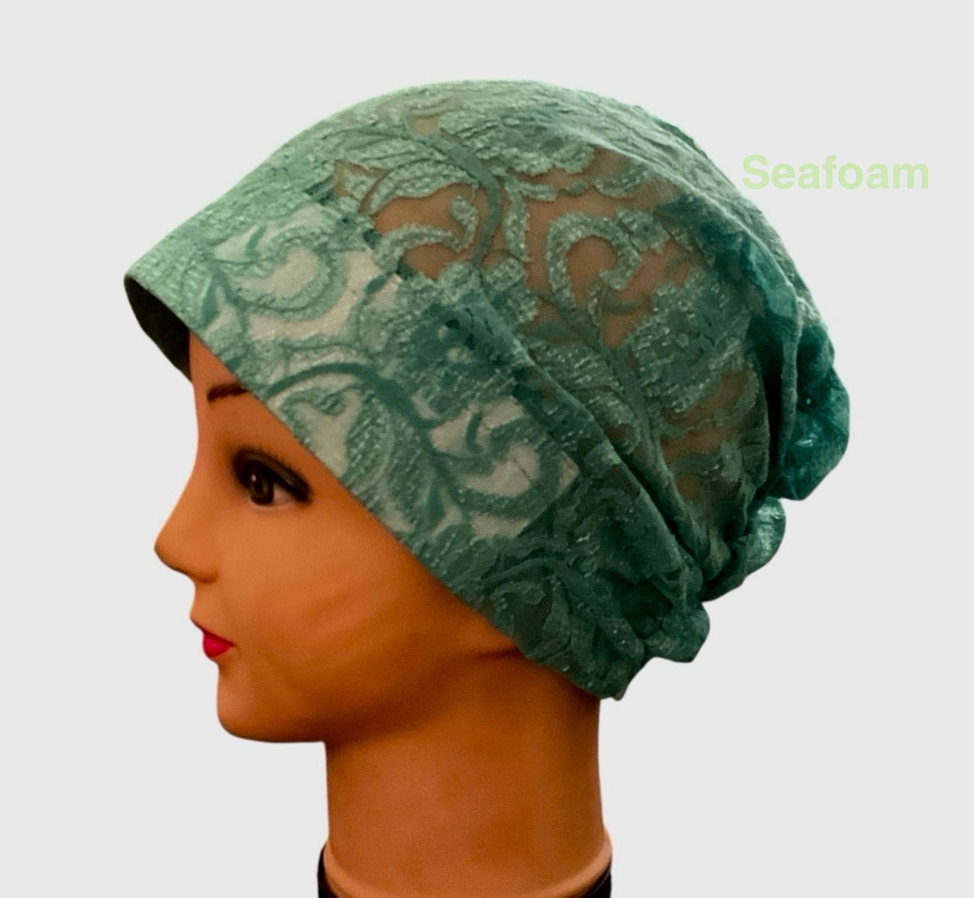 Lace Turban Padded Under Scarf Cap / Full Bonnet cover , Hard Front Style made in Kuwait