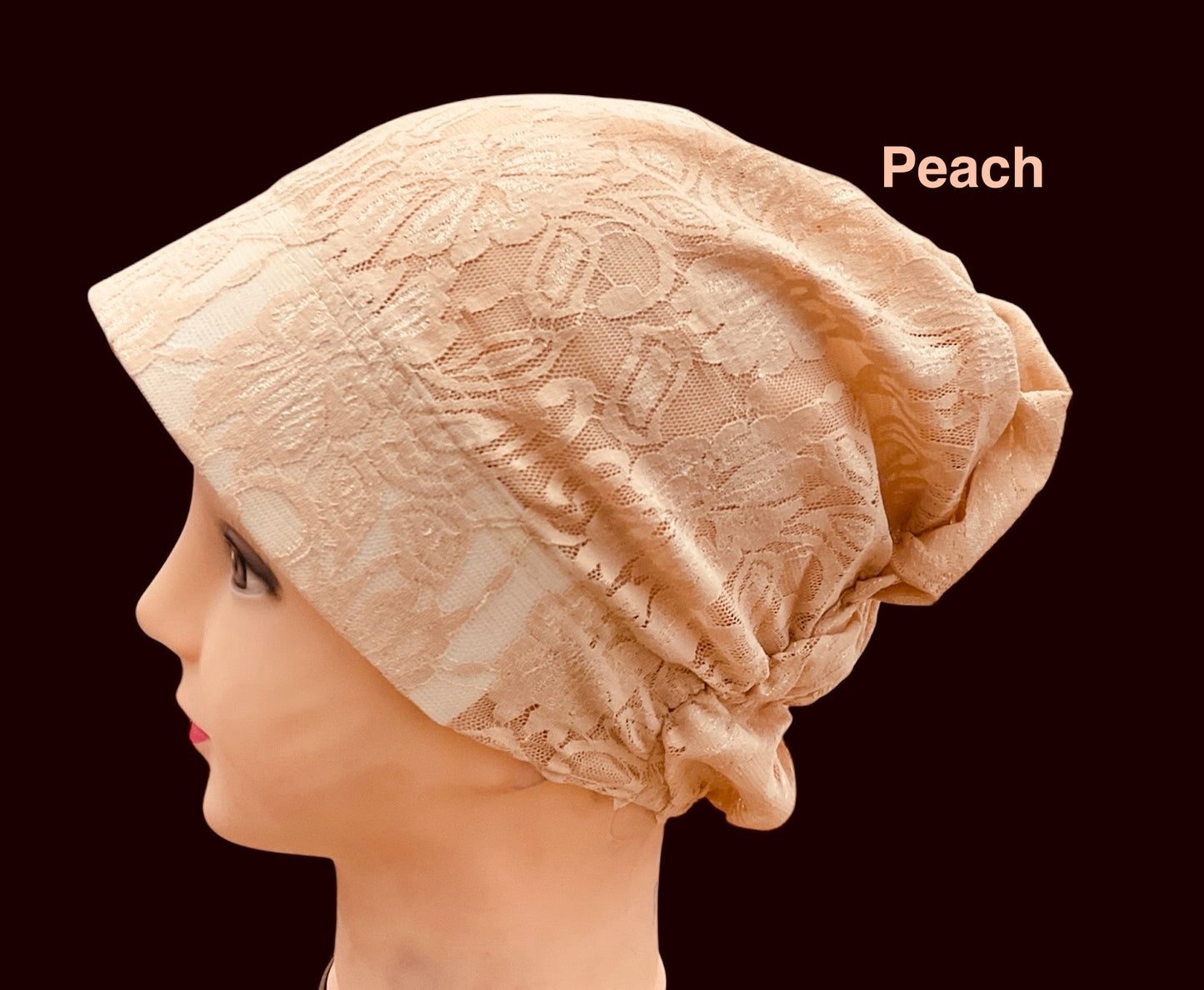 Lace Turban Padded Under Scarf Cap / Full Bonnet cover , Hard Front Style made in Kuwait