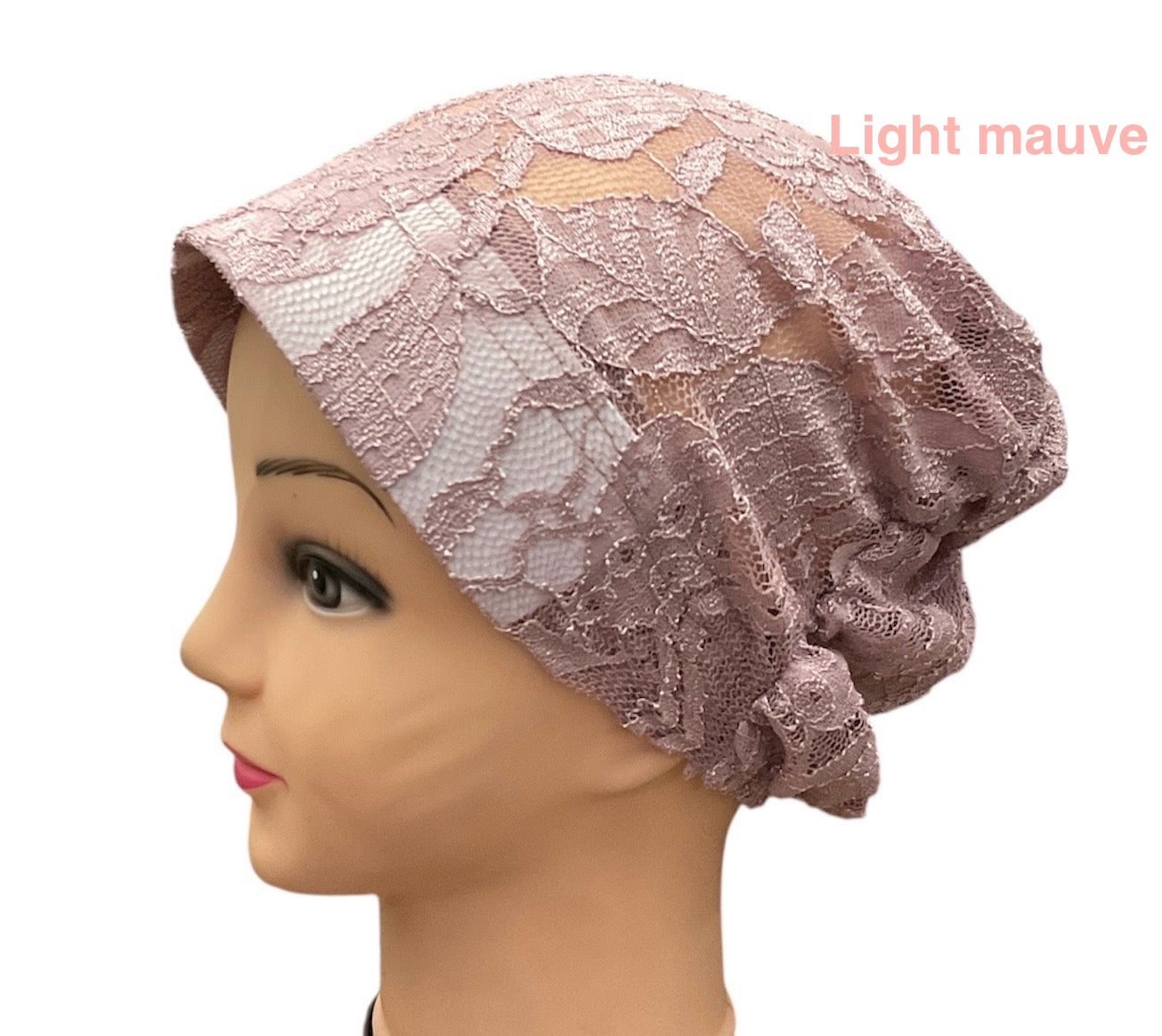 Lace Turban Padded Under Scarf Cap / Full Bonnet cover , Hard Front Style made in Kuwait