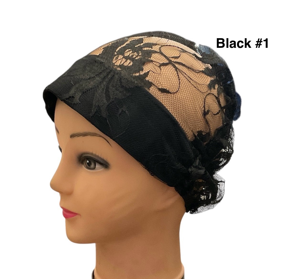 Lace Turban Padded Under Scarf Cap / Full Bonnet cover , Hard Front Style made in Kuwait