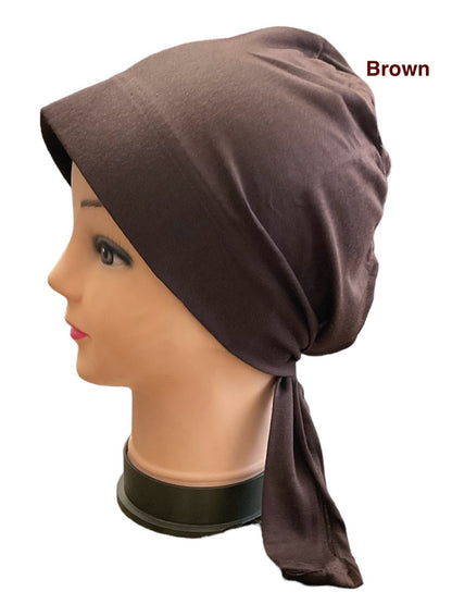 Turban Padded Under Scarf Cap with Tie in the Back / Bonnet cover , 100% Cotton, Hard Front Style made in Kuwait