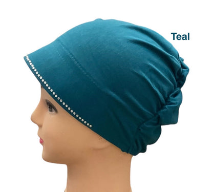 Turban Padded Under Scarf Cap / Full Bonnet cover , 100% Cotton, Hard Front Style made in Kuwait