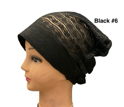 Lace Turban Padded Under Scarf Cap / Full Bonnet cover , Hard Front Style made in Kuwait