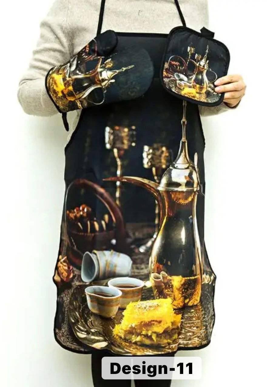 Kitchen Set: Apron, Oven Mitt and Pot Holder