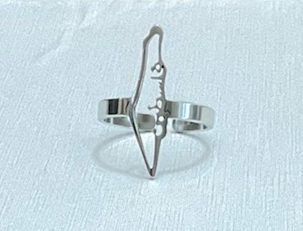 Palestine map ring - stainless steel