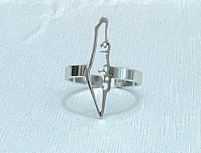 Palestine map ring - stainless steel