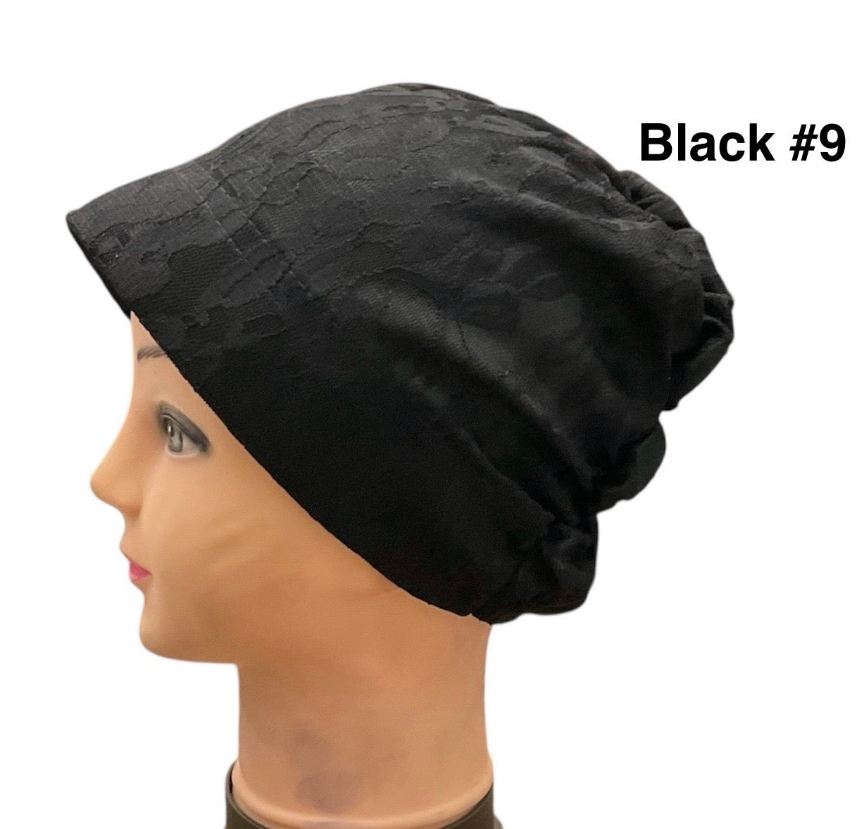 Lace Turban Padded Under Scarf Cap / Full Bonnet cover , Hard Front Style made in Kuwait