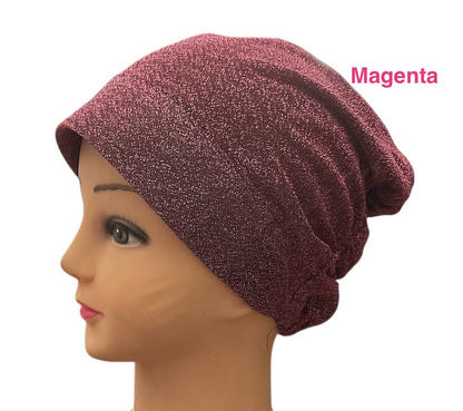 Shiny sparkle Turban Padded Under Scarf Cap / Full Bonnet cover , Hard Front Style made in Kuwait