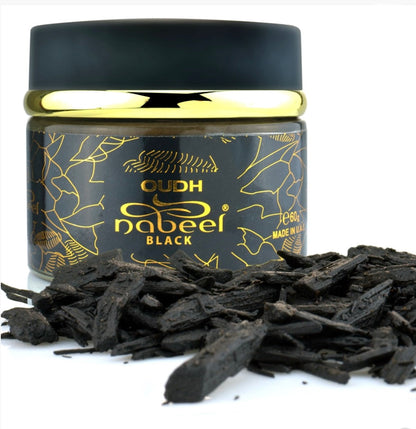 Bakhoor Alnabeel - Oudh Nabeel black  -  jar 60 gram / 2.1 oz - عود النبيل اسود