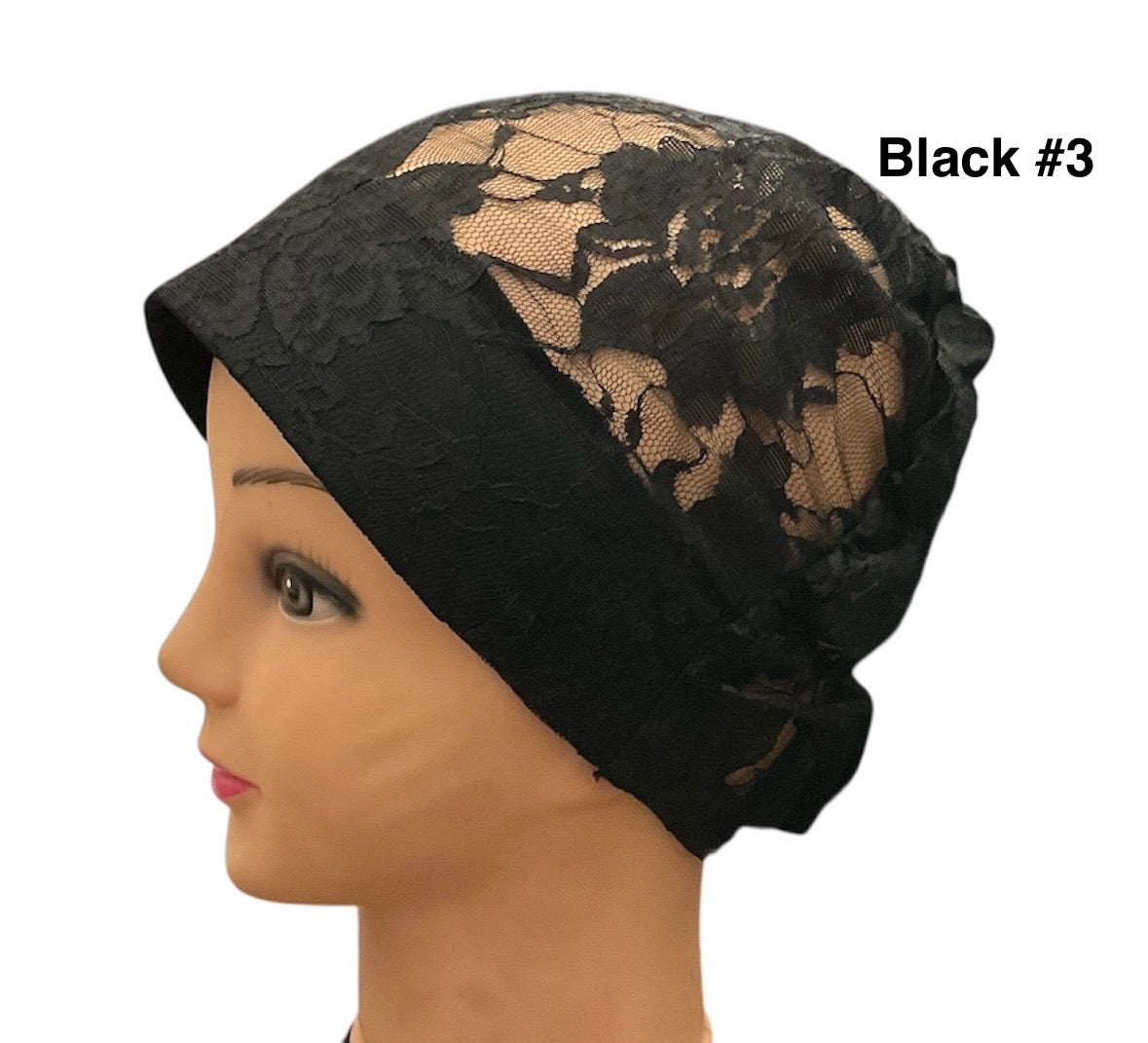 Lace Turban Padded Under Scarf Cap / Full Bonnet cover , Hard Front Style made in Kuwait