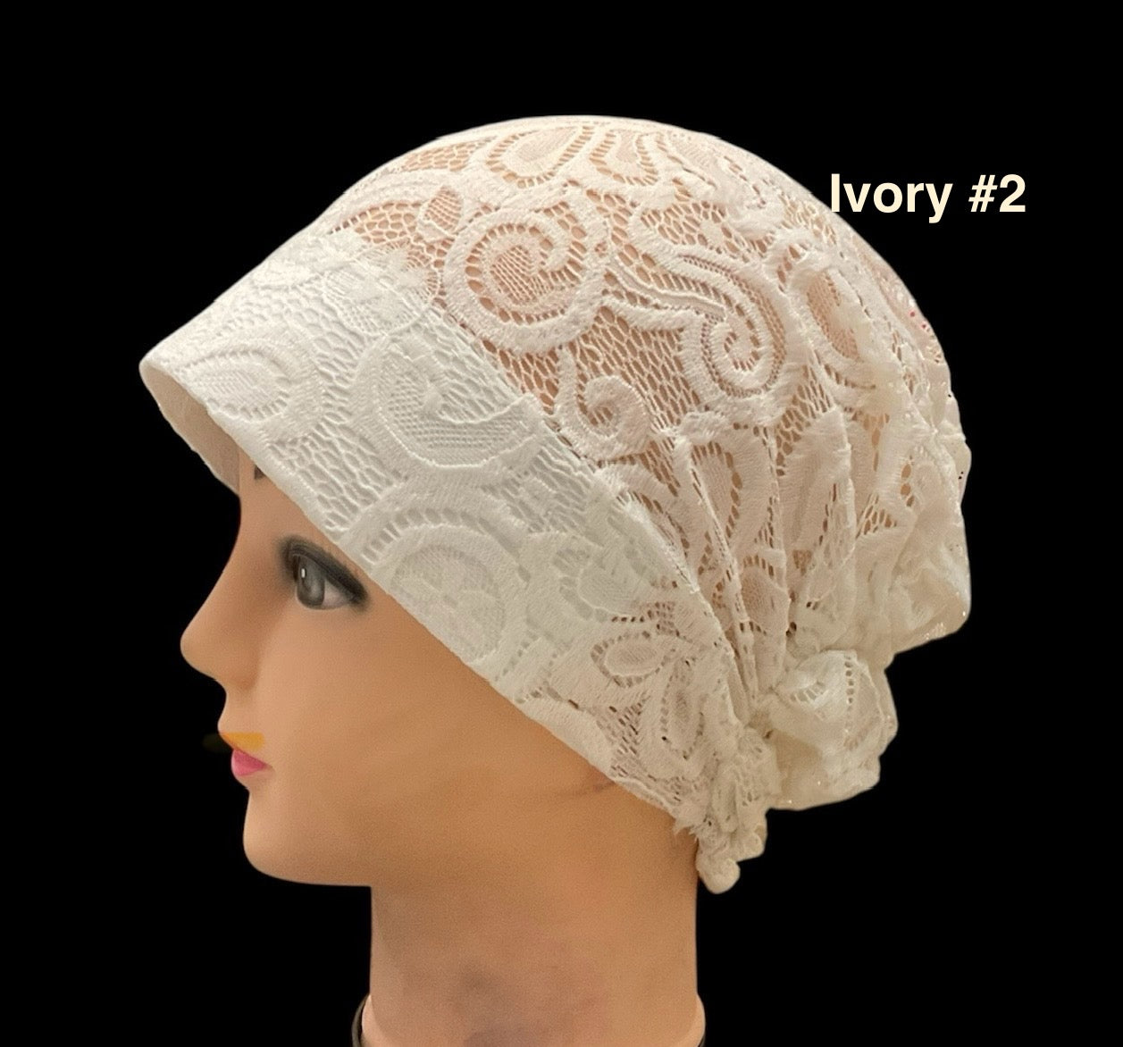 Lace Turban Padded Under Scarf Cap / Full Bonnet cover , Hard Front Style made in Kuwait