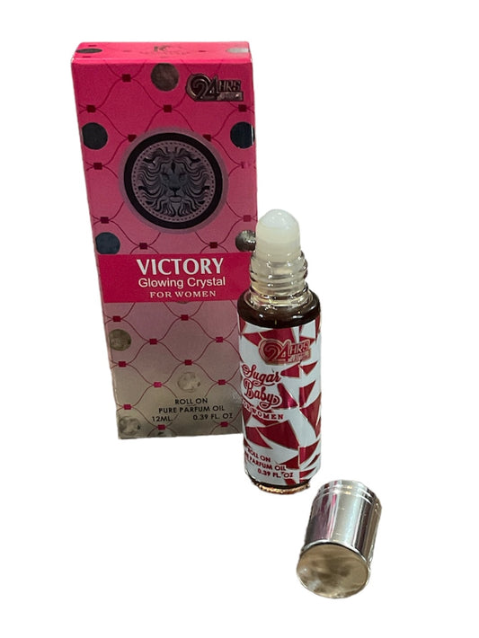 Victory Glowing Crystal for women roll on pure parfum Alcohol-Free Oil Perfume 12ml.