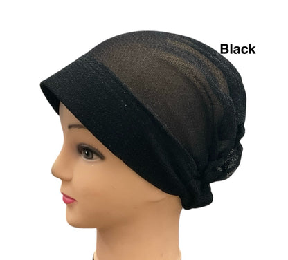 Shiny sparkle Turban Padded Under Scarf Cap / Full Bonnet cover , Hard Front Style made in Kuwait