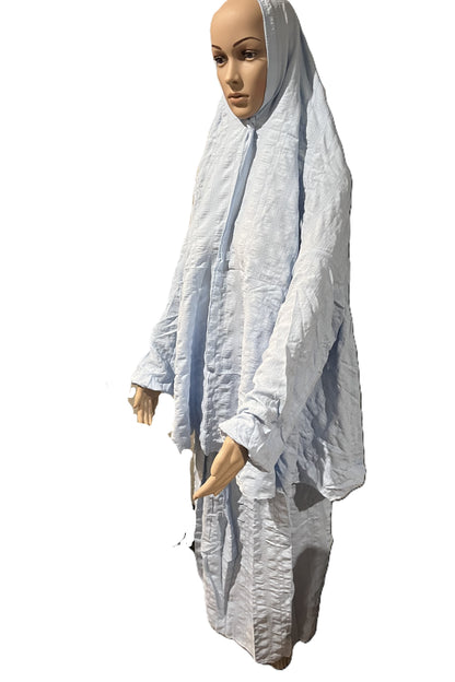 Muslim Women Light Weight Two-Piece Prayer Outfit -  Plain with Wrinkled Patterns - Prayer Dress for Women