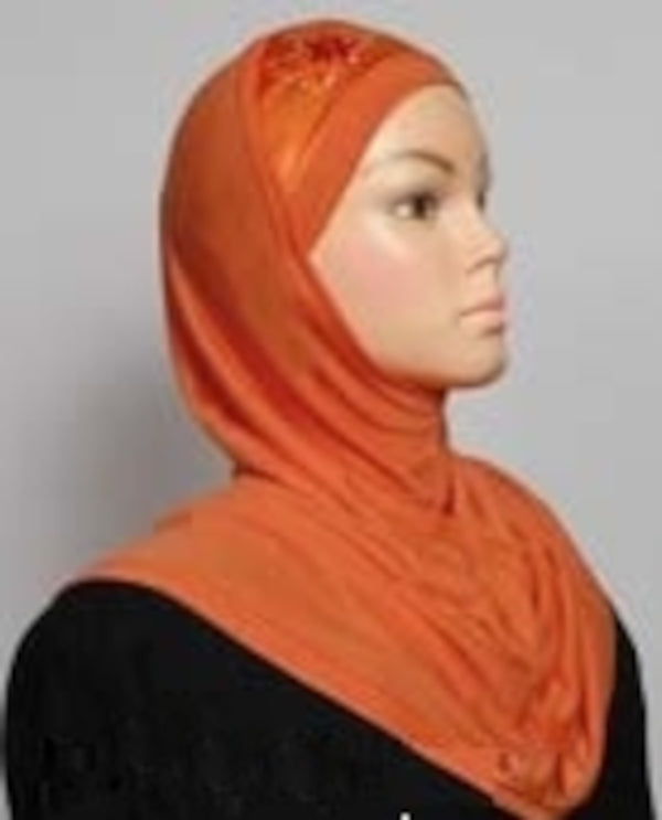 One-Piece Amira Hijab with Satin Decoration