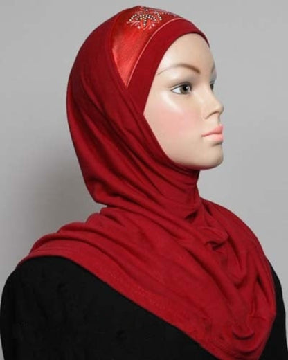 One-Piece Amira Hijab with Satin Decoration