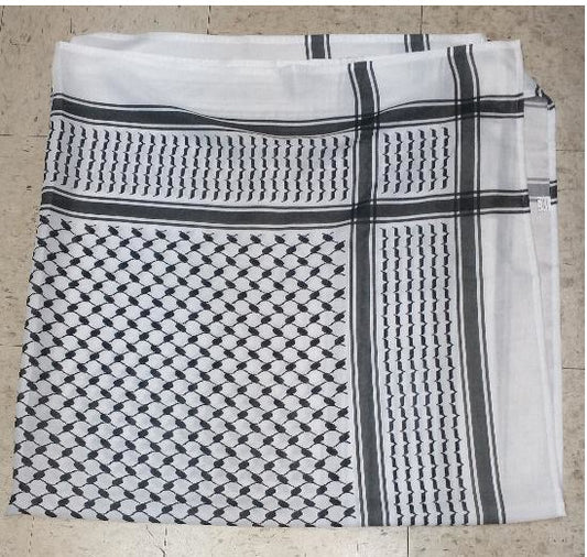 Palestine Black and White keffiyeh or Shemagh