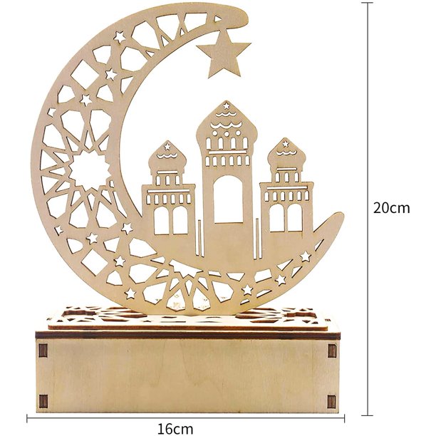 Ramadan Lantern - Half Moon and Star Islam Eid - Half Moon Shaped Night Light for Muslim Eid, Essential Decorations for Ramadan Prayers Style 4 Middle Eastern Boutique