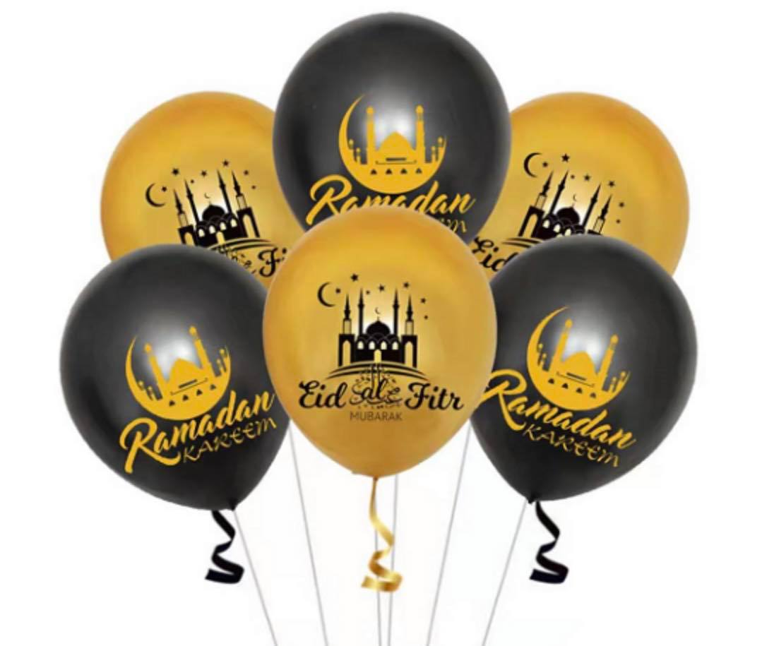 10 Pieces Eid Printed Balloons, Ramadan Celebration Decoration Middle Eastern Boutique