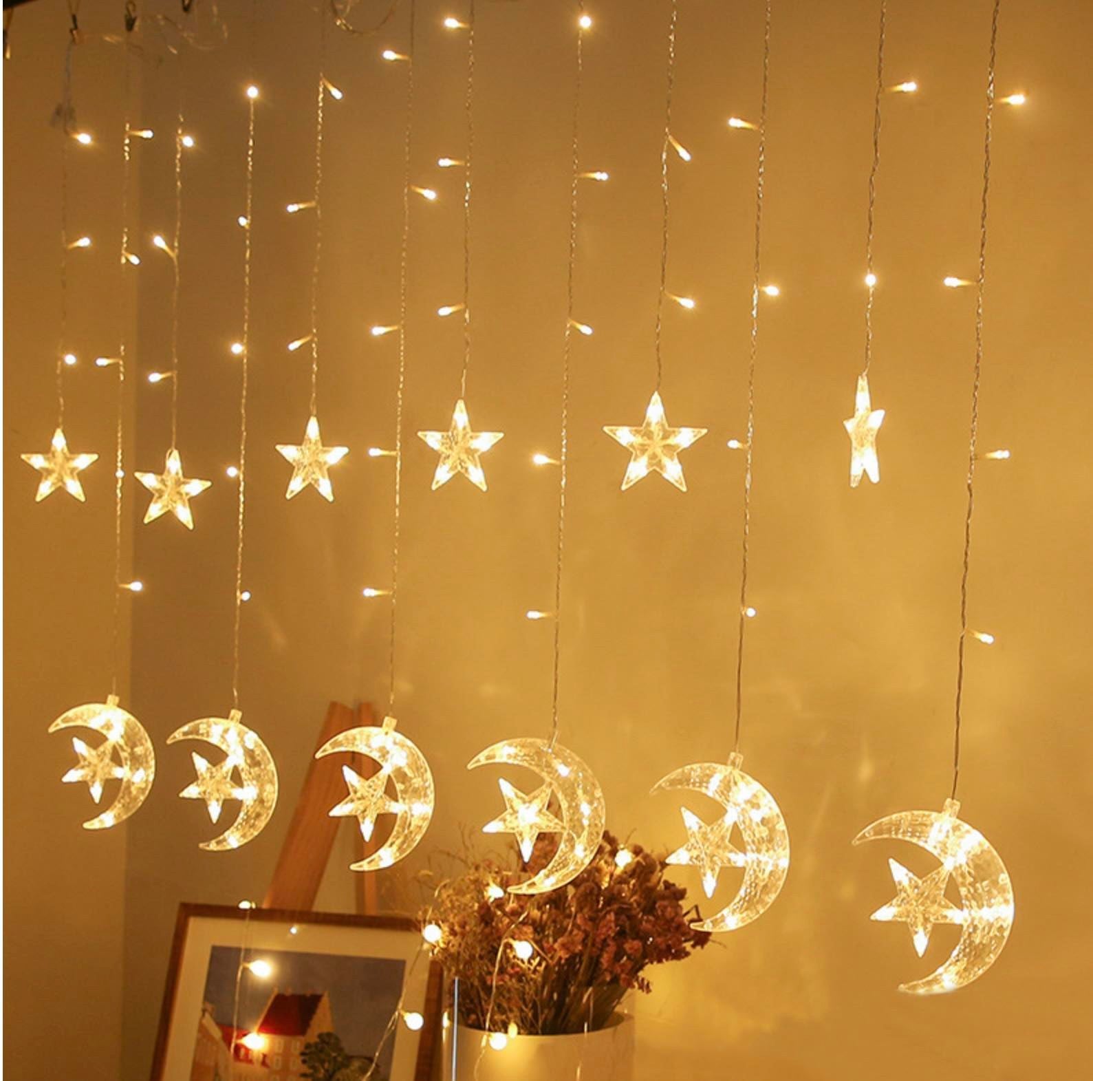 LED Ramadan Décor Moon String Lights for Crescent Party, Wedding,Ramadan, Eid, Suitable for Rooms, Dorm, Living Rooms Middle Eastern Boutique