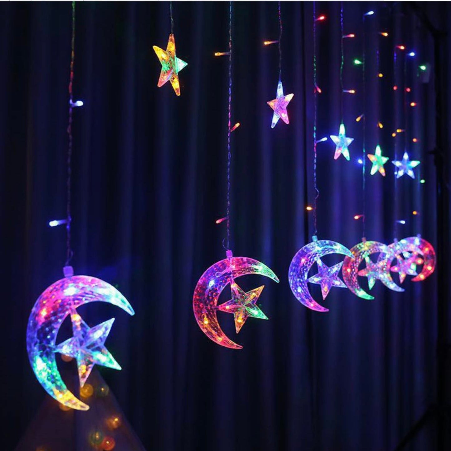 LED Ramadan Décor Moon String Lights for Crescent Party, Wedding,Ramadan, Eid, Suitable for Rooms, Dorm, Living Rooms Middle Eastern Boutique
