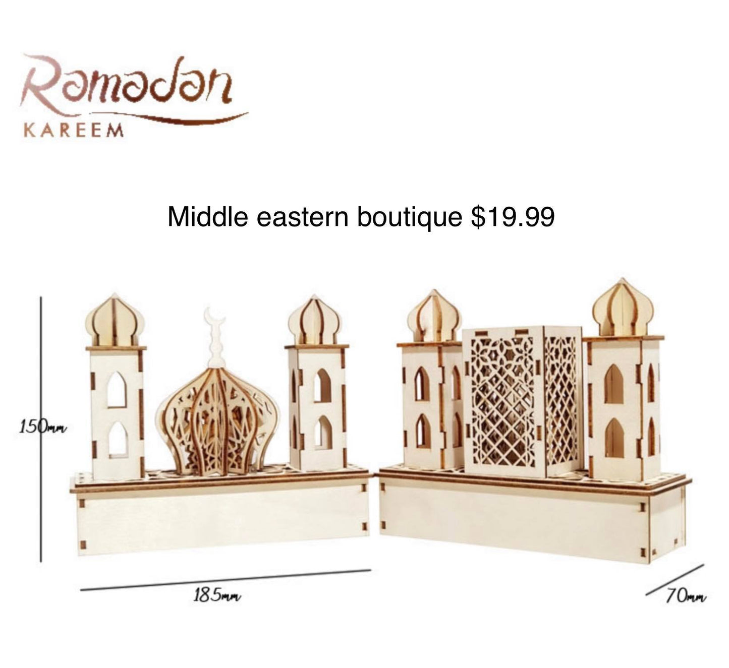 Simple Hand Crafts Wooden EID and RAMADAN Decoration with LED Lights. Middle Eastern Boutique