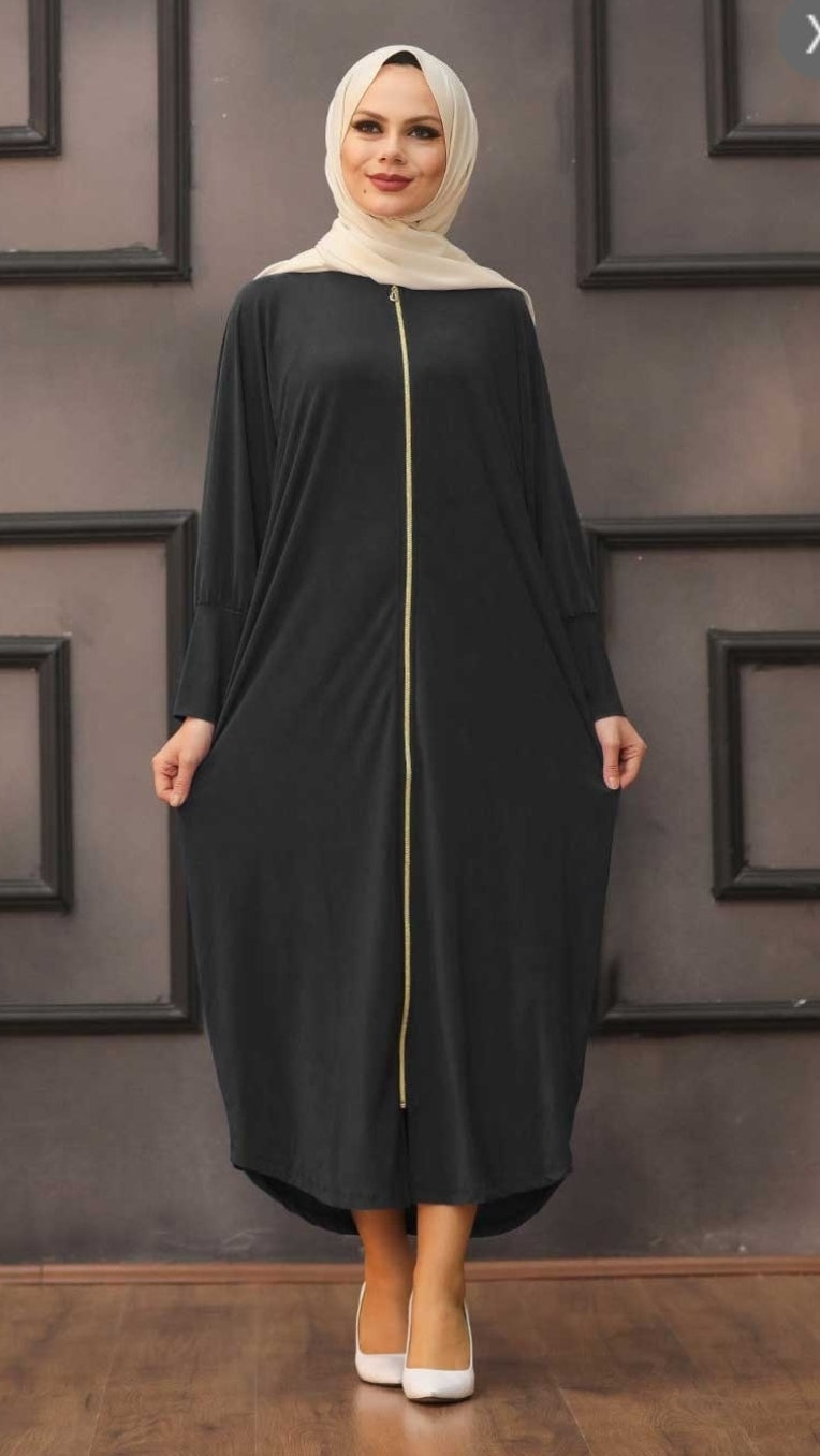 Turkish Stretchy Sporty Abaya with Open Front / Zipper Middle Eastern Boutique