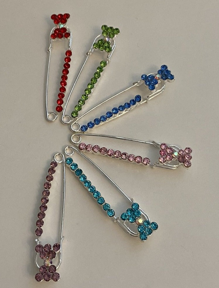 Bow Sparkle Pin Back Safety Pins Middle Eastern Boutique