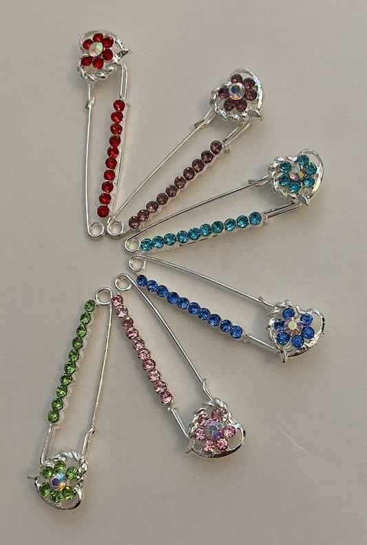 Twisted Heart Sparkle Pin Back Safety Pins Middle Eastern Boutique