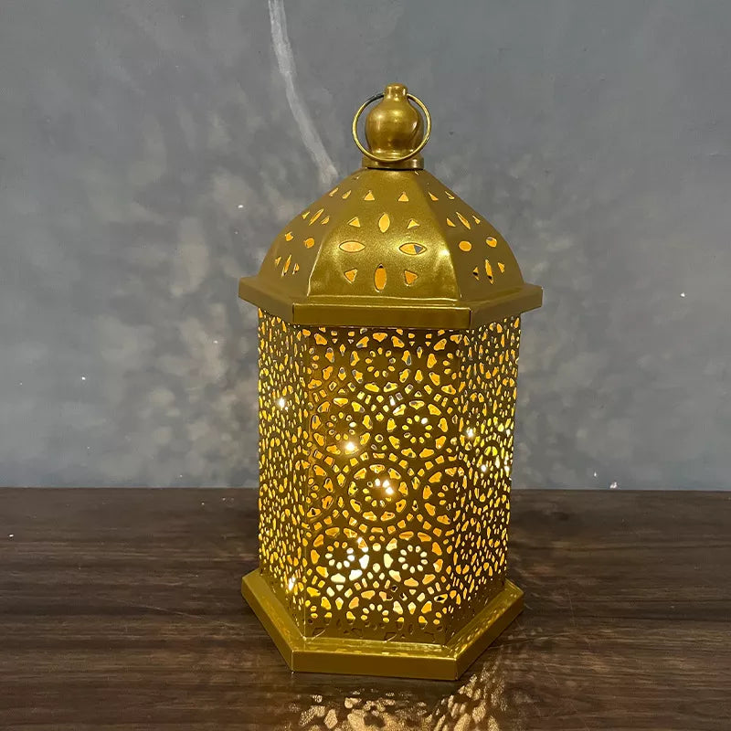 Ramadan Decorations Table Decor Lantern with Flickering LED Eid Mubarak Lantern with LED Decorative Hanging Lantern Middle Eastern Boutique