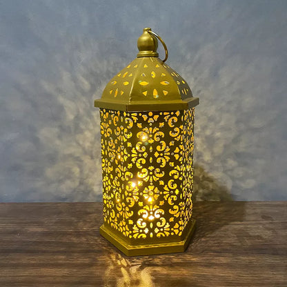 Ramadan Decorations Table Decor Lantern with Flickering LED Eid Mubarak Lantern with LED Decorative Hanging Lantern Middle Eastern Boutique