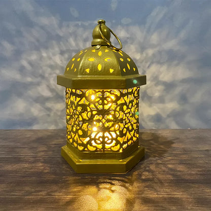 Ramadan Decorations Table Decor Lantern with Flickering LED Eid Mubarak Lantern with LED Decorative Hanging Lantern Middle Eastern Boutique