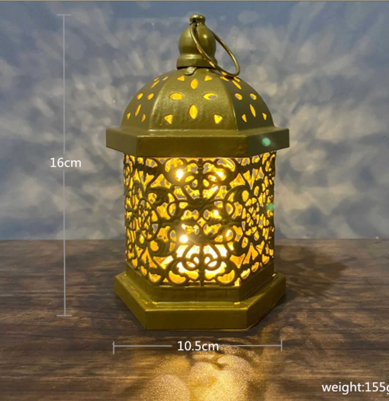 Ramadan Decorations Table Decor Lantern with Flickering LED Eid Mubarak Lantern with LED Decorative Hanging Lantern Middle Eastern Boutique