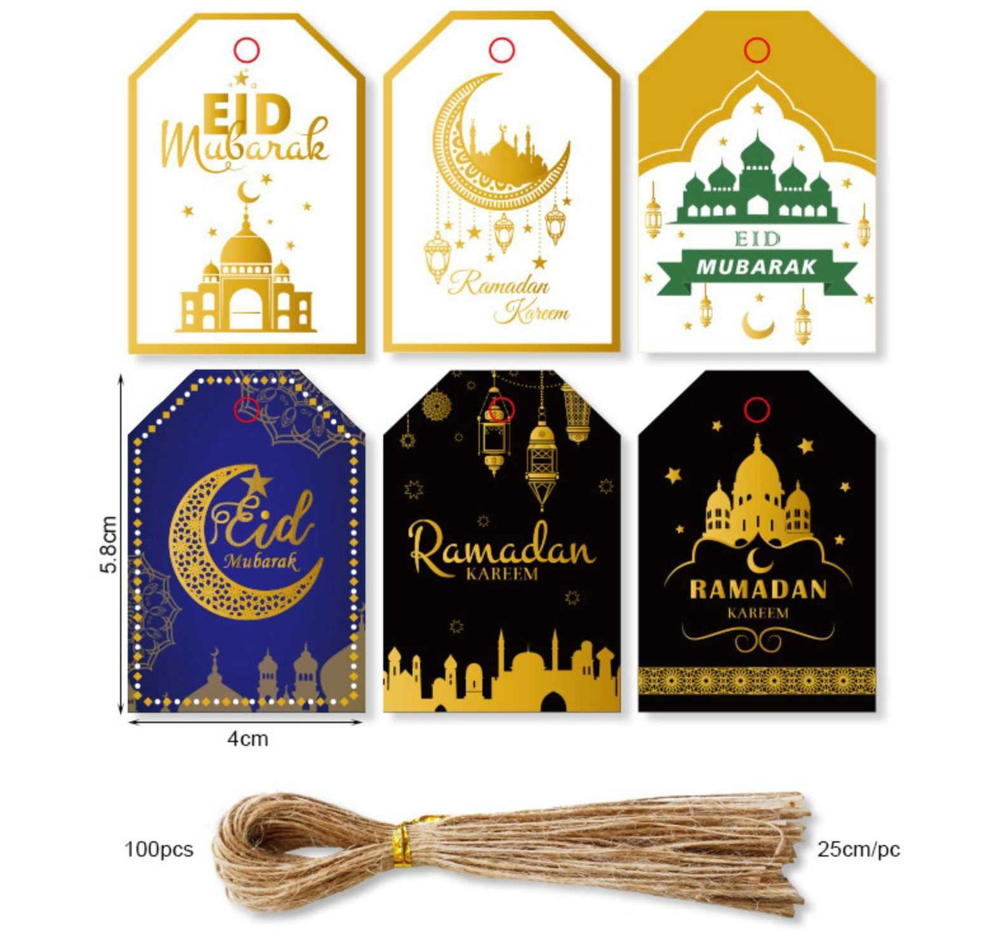 Muslim Eid Mubarak Tag Ramadan Festival Party Decoration Gift Bag Boxes Hang Tags Decor Star Moon Small Tag Eid Supplies Middle Eastern Boutique