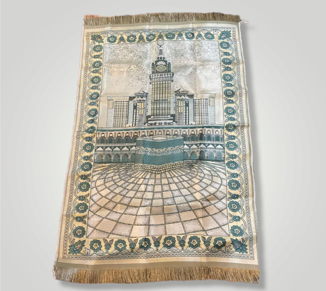 Prayer Bag for Muslim Easy to Carry, the bag has a prayer mat,  Style Mecca clock rug. Middle Eastern Boutique