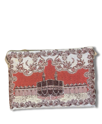 Muslim Prayer Mat or Prayer Rug in a Travel Carry Bag with Mecca Al Kaaba Style. Middle Eastern Boutique