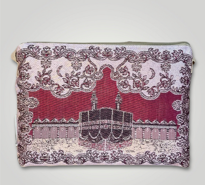 Muslim Prayer Mat or Prayer Rug in a Travel Carry Bag with Mecca Al Kaaba Style. Middle Eastern Boutique