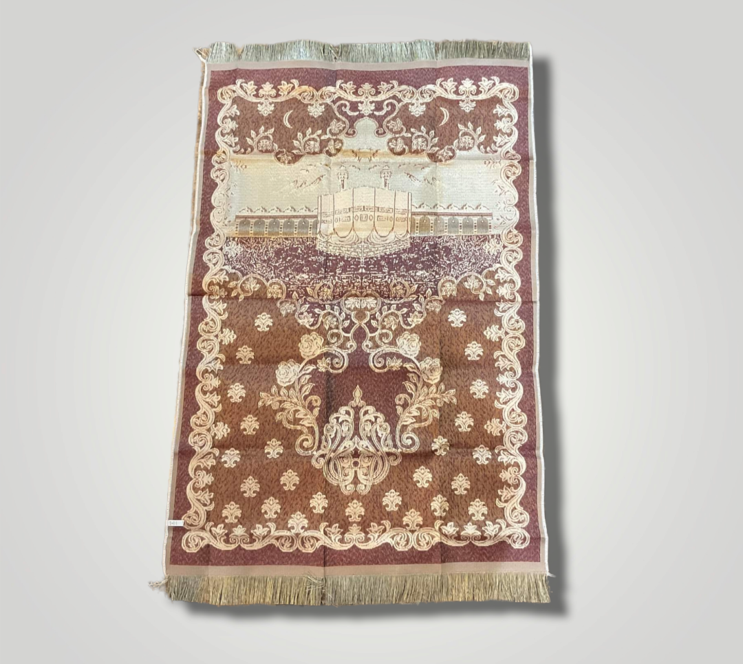 Muslim Prayer Mat or Prayer Rug in a Travel Carry Bag with Mecca Al Kaaba Style. Middle Eastern Boutique