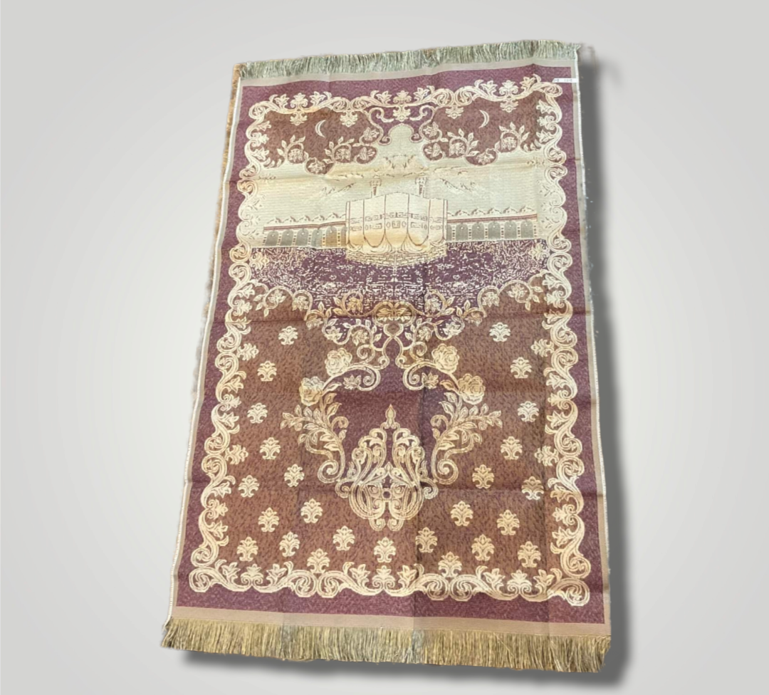 Muslim Prayer Mat or Prayer Rug in a Travel Carry Bag with Mecca Al Kaaba Style. Middle Eastern Boutique