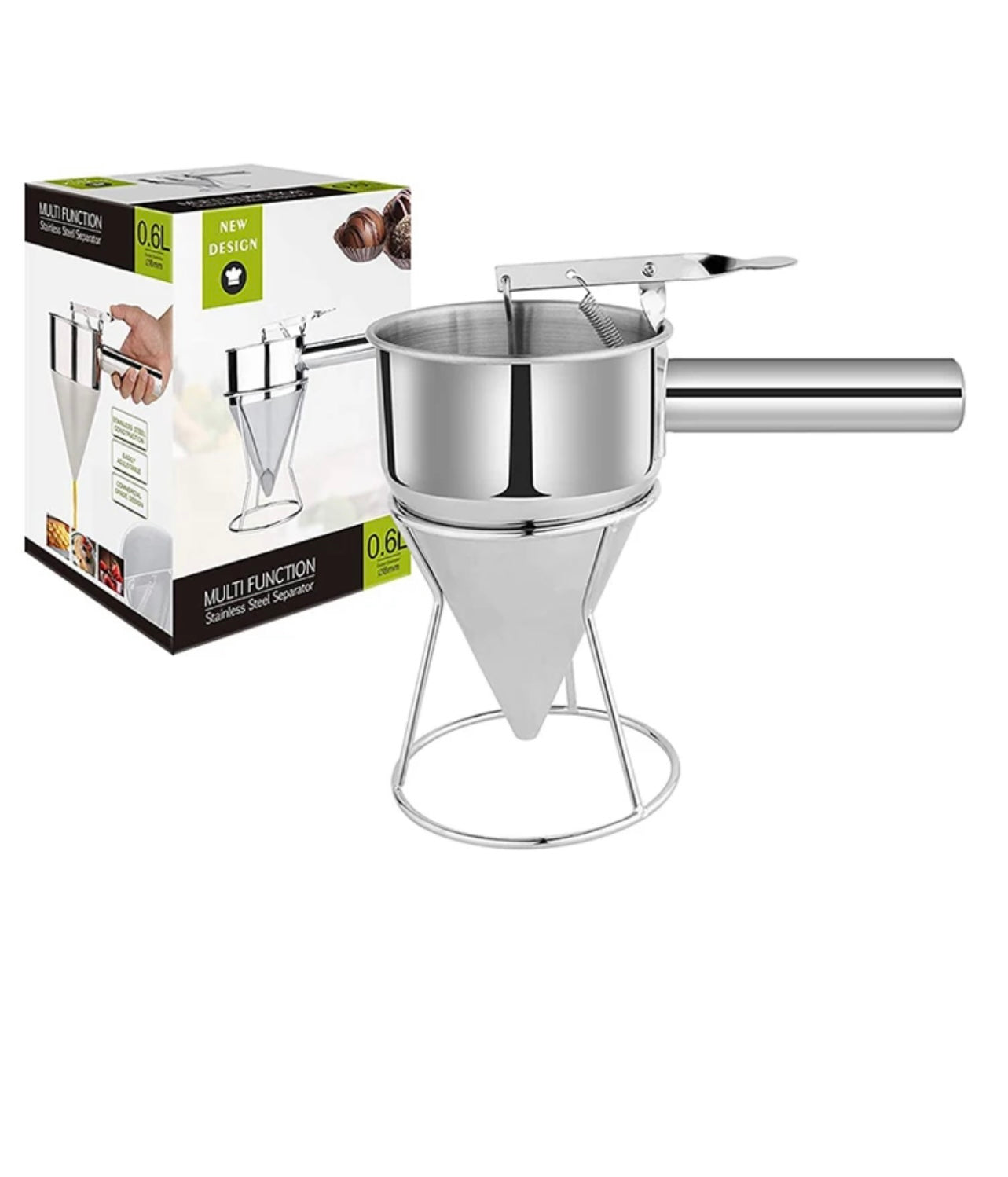 Pancake Batter Dispenser - Qatayef Batter Dispenser - Chocolate Dispenser - لعمل القطايف - Stainless Steel - 0.6 Liter