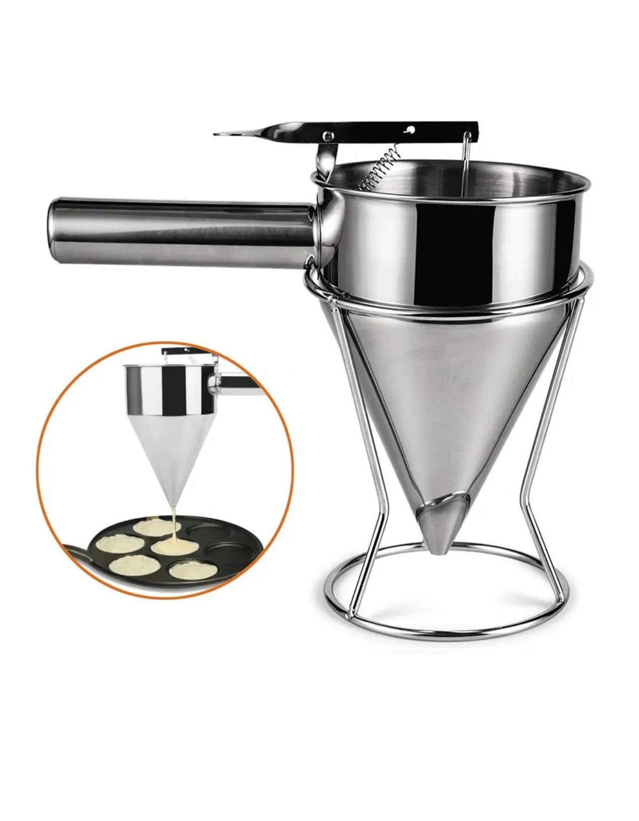 Pancake Batter Dispenser - Qatayef Batter Dispenser - Chocolate Dispenser - لعمل القطايف - Stainless Steel - 0.6 Liter