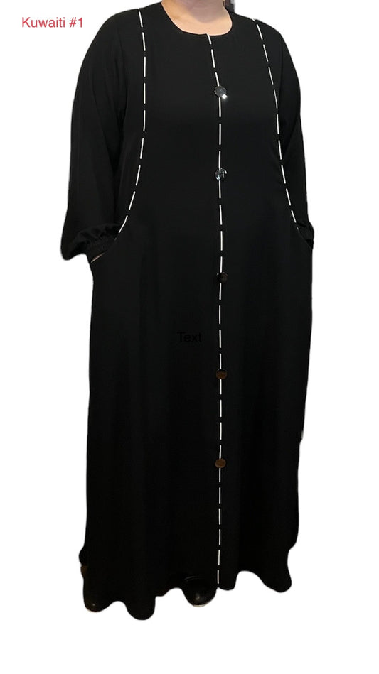 Black Kuwaiti Abayas Variants 1-16 Middle Eastern Boutique