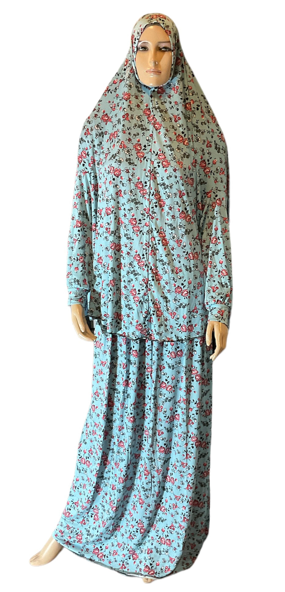 Muslim Women Two-Piece Prayer Outfit -  Flower Patterns