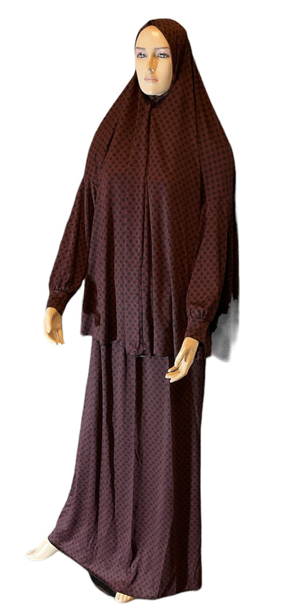 Muslim Women Two-Piece Prayer Outfit - Plain with Black Dot Patterns