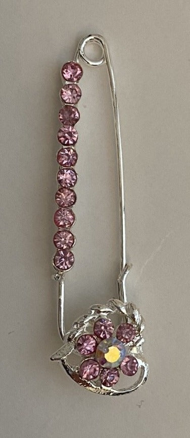 Twisted Heart Sparkle Pin Back Safety Pins Middle Eastern Boutique