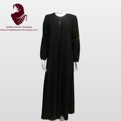 Abaya with a Short Line Of Straps - Lightweight Middle Eastern Boutique