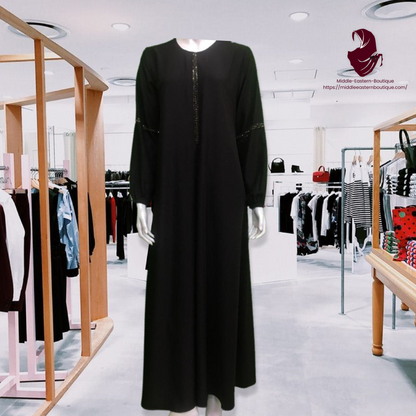 Abaya with a Short Line Of Straps - Lightweight Middle Eastern Boutique